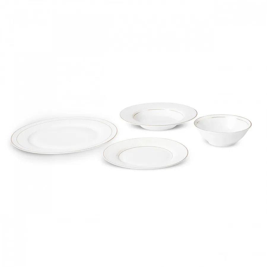 Elos, 24 Piece New Generation Bone Dinner Set for 6 People, White