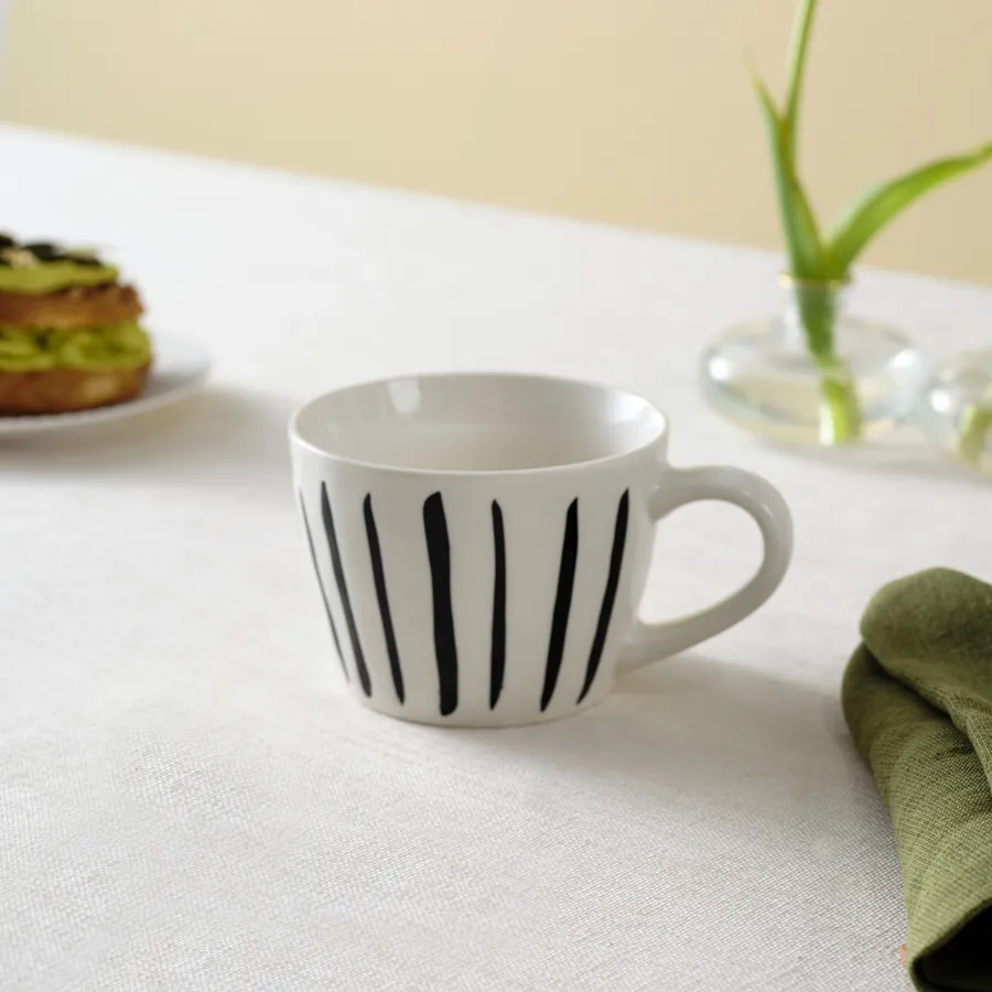 Linda Striped, Porcelain Mug, 350ML, Black