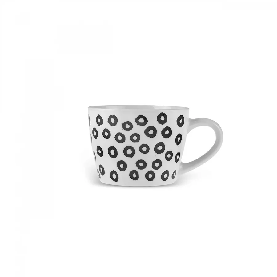 Linda Patterned, Porcelain Mug, 350ML, Black