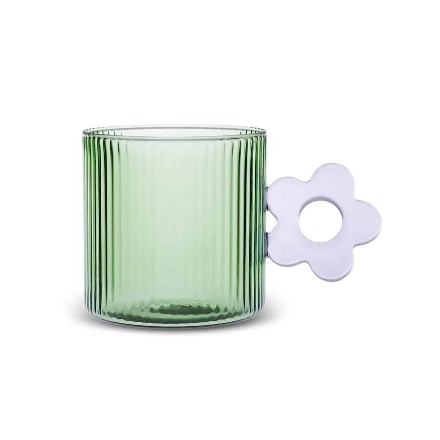 Miracle, Glass Mug, 360ML, Blue Flower