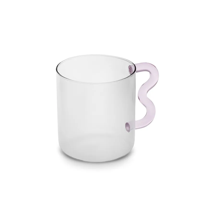 Miracle, Glass Mug, 450ML, Pink Zigzag