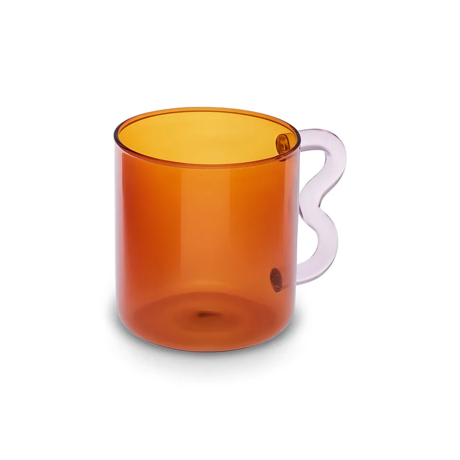 Miracle, Glass Mug, 450ML, Amber Zigzag