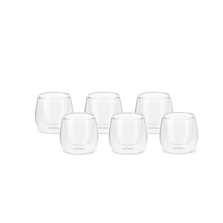 Anthon, 6 Piece Glass Espresso Turkish Coffee Cup Set for 6 People, 80ML, Transparent