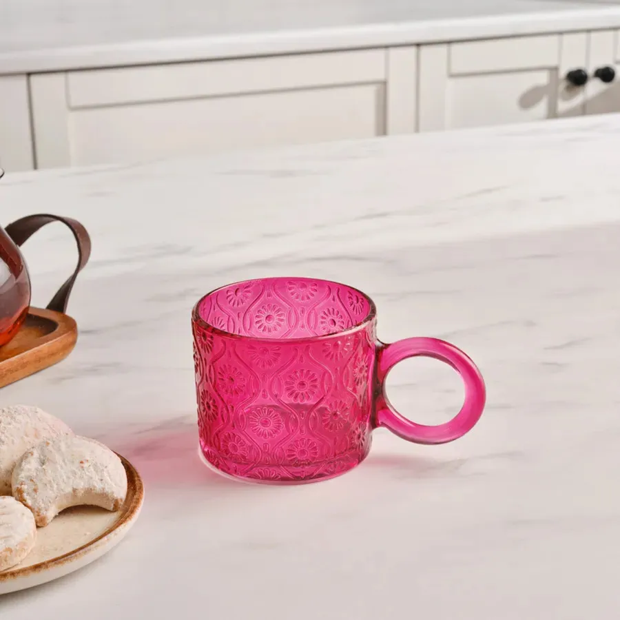 Miracle, Glass Mug, 240ML, Pink Circle