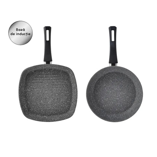 Gris Biogranite, 2 Piece Pan Set, Induction, Grey