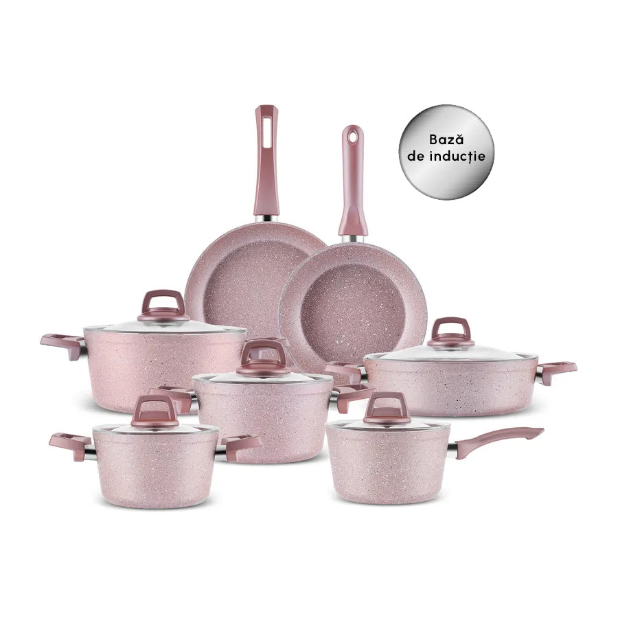 Biogranite, 12 Piece Cookware Set, Induction, Rosegold