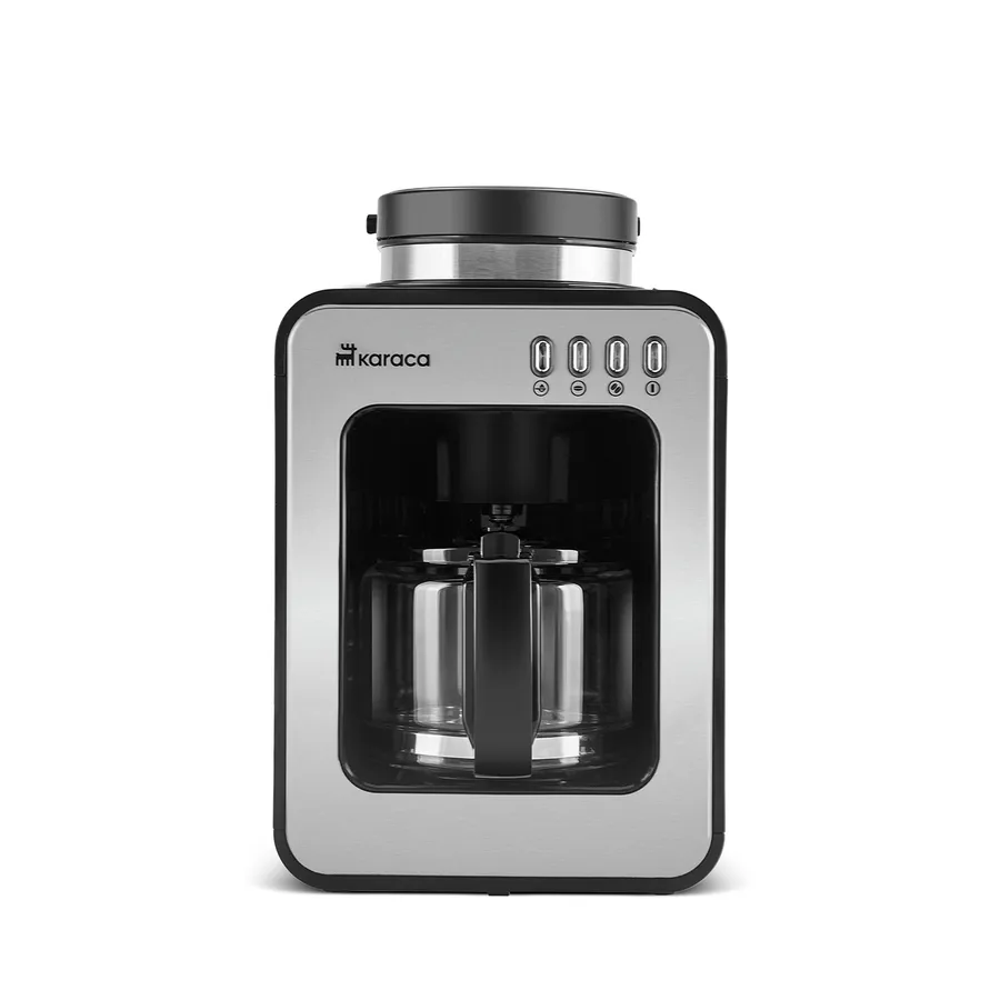 Grindmaestro, Filter Coffee Maker with Built in Grinder, Inox