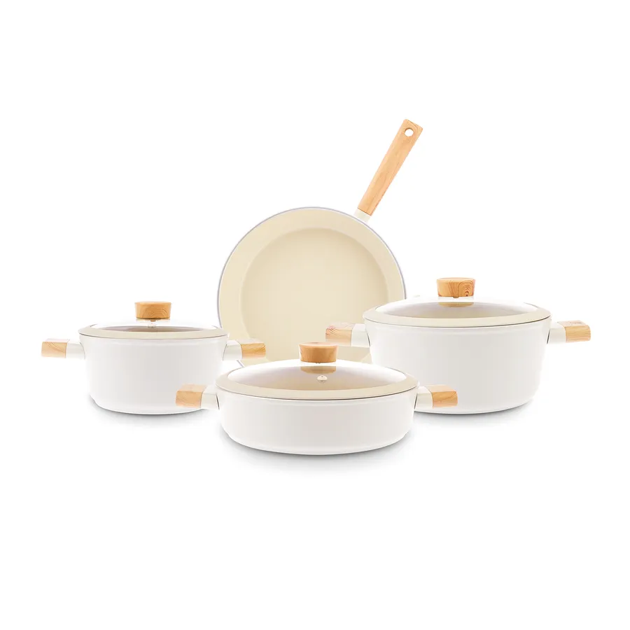 Swiss Crystal Woody, 7 Piece Cookware Set, Induction, Cream