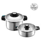 Quick and Safe, 2 Piece Stainless Steel Pressure Cooker Set, Induction, 4+6L