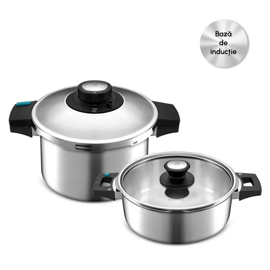 Quick and Safe, 2 Piece Stainless Steel Pressure Cooker Set, Induction, 4+6L