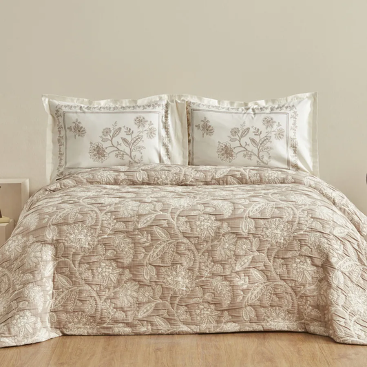 Clay, Bedspread Set, Double, Beige