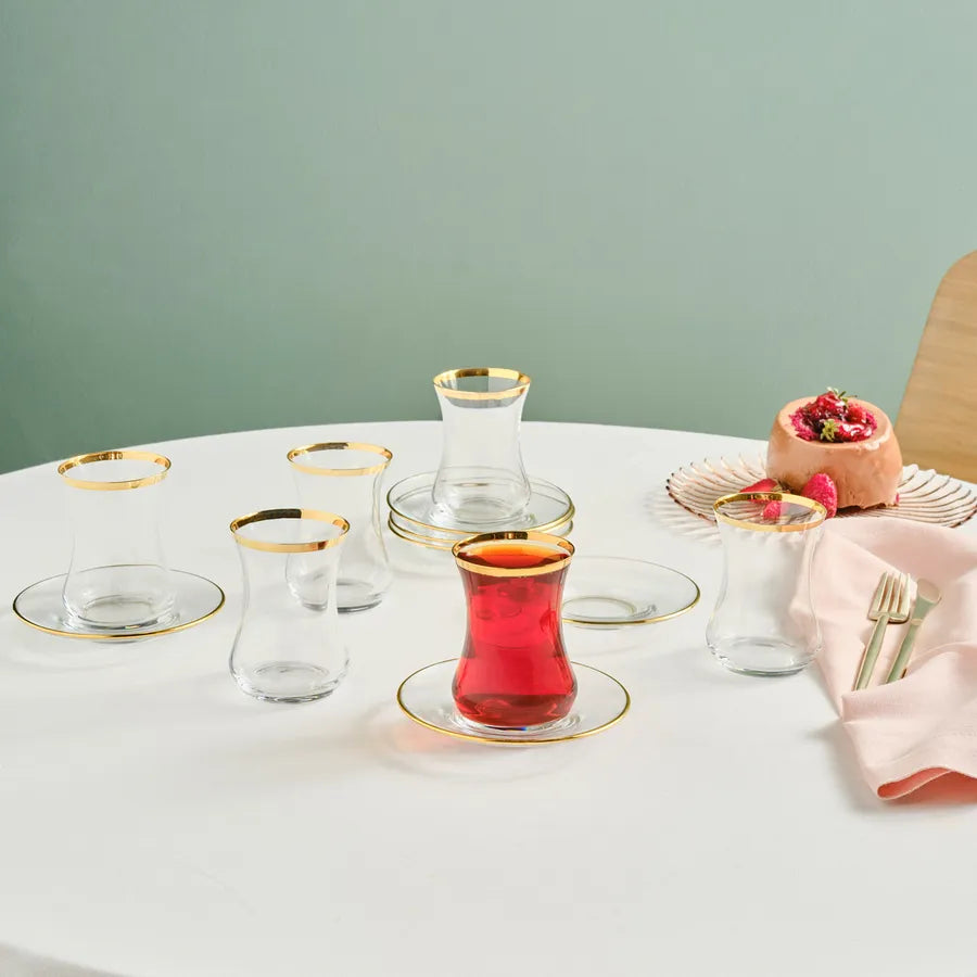 Sydney, 12 Piece Tea Glass Set for 6 People, Gold