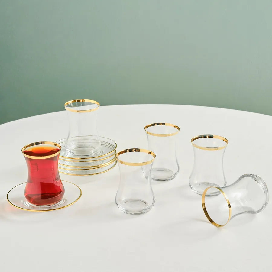 Sydney, 12 Piece Tea Glass Set for 6 People, Gold