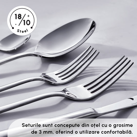 Tivoli, 60 Piece Stainless Steel Cutlery Set for 12 People, Silver