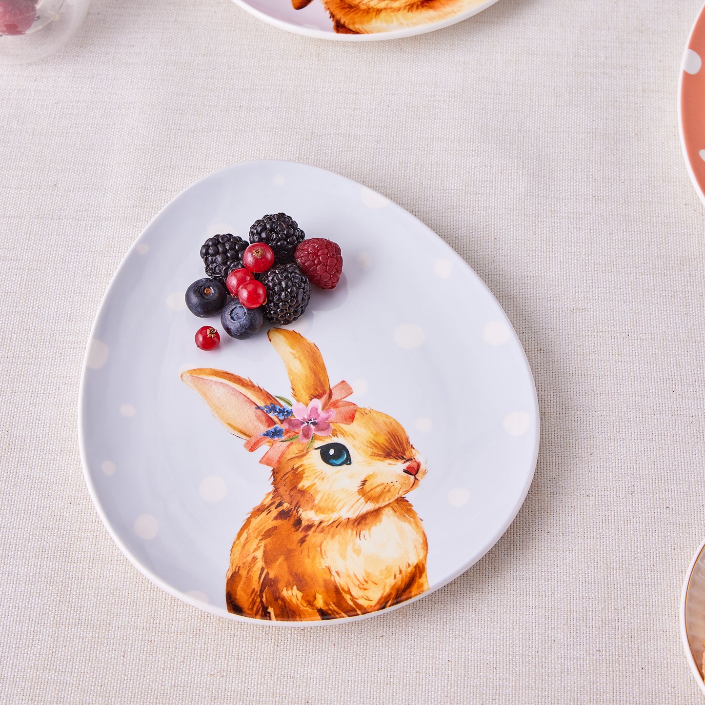 Easter, 4 Piese, Set de Farfurie pentru Tort, Multi