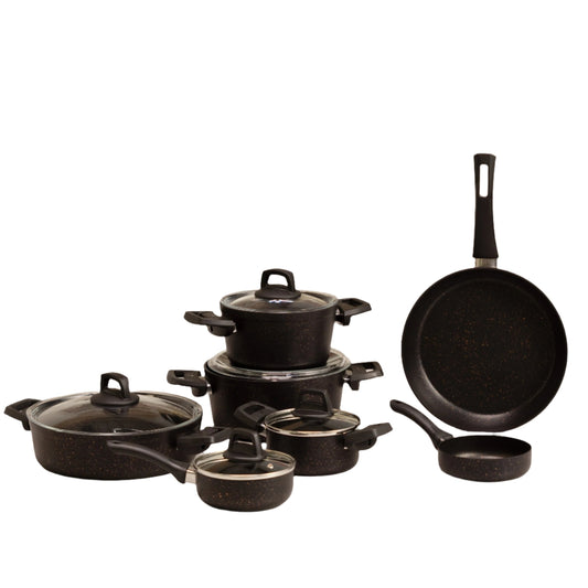 Biogranite, 12 Piece Non-Stick Cookware Set, Blackgold