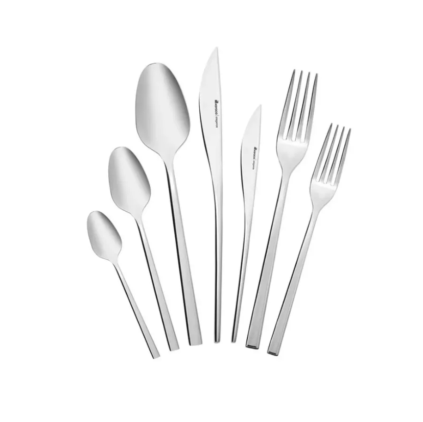 New Everest, 84 Piece Stainless Steel Cutlery Set for 12 People, Silver