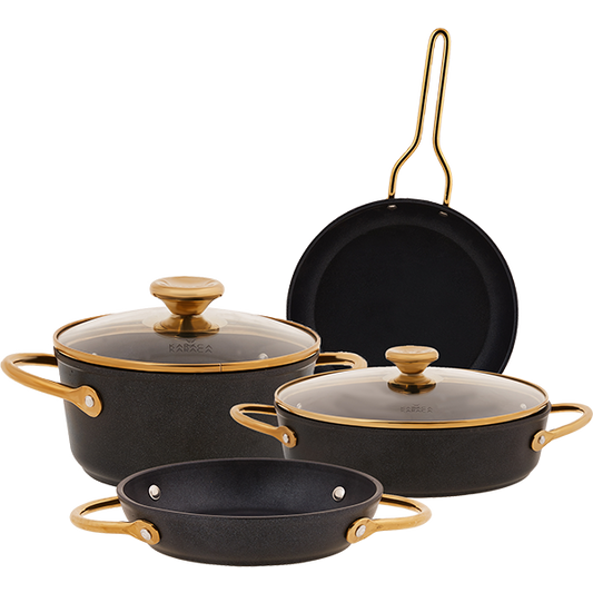 Karaca Bio Diamond Power 6 Piece Saucepan Set Gold