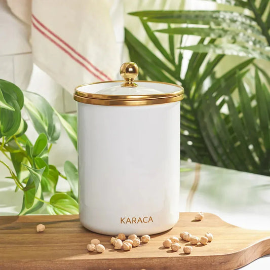 Karaca Troy Storage Jar, 1300ml, White Gold