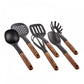 Karaca Woody Kitchen Utensil Set with Stand, 6 Piece, Black Wood