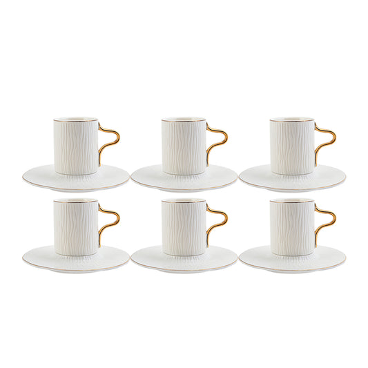 Karaca Porcelain Espresso Turkish Coffee Cup Set of 6, 12 Piece, 80ml, Multi