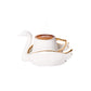 Swan, 4 Piece Porcelain Espresso Turkish Coffee Cup Set for 2 People, 70ML, Gold White