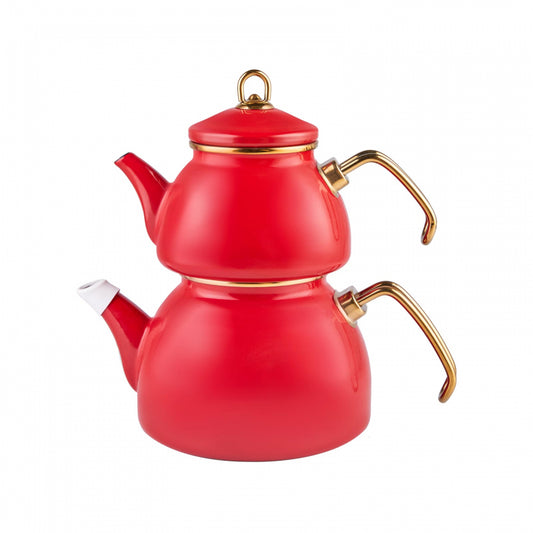 Karaca Retro Enamel Teapot Set, Red