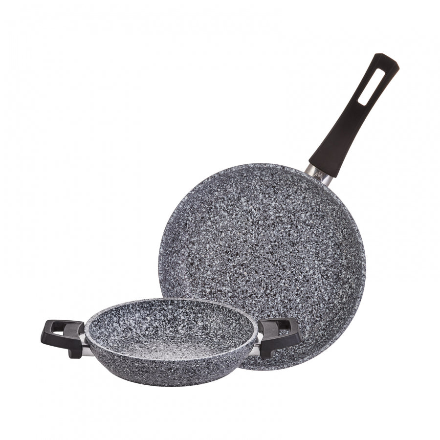 Karaca Non-Stick Biogranite Antibacterial Frying Pan and Shallow Frying Pan Set, 2 Piece, Grey