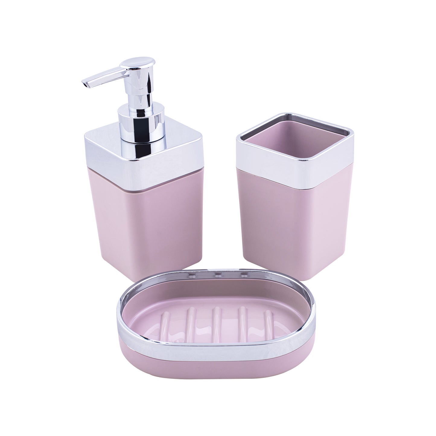 Karaca Home Kare 5 Piece Bathroom Set Pink/Silver