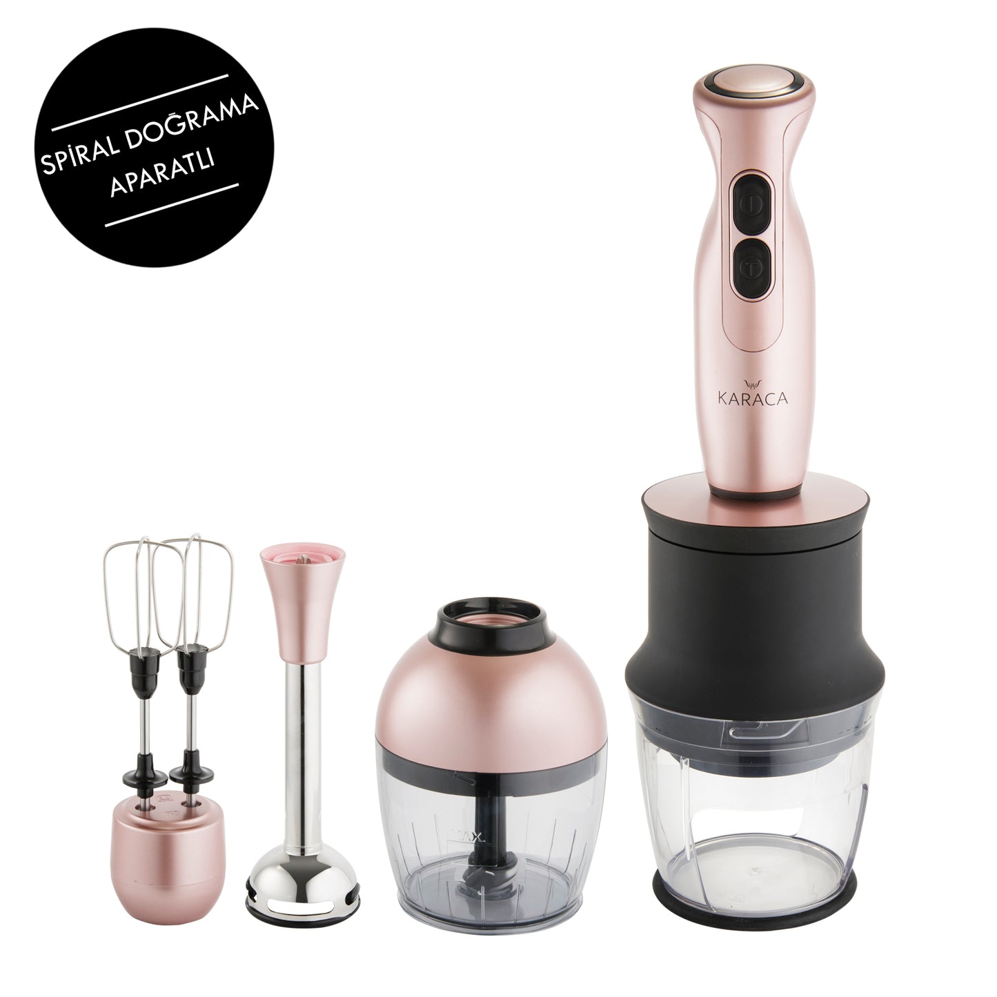 Karaca Blendfit Spiral Vegetable Chopper 4 in 1 Set Rosegold