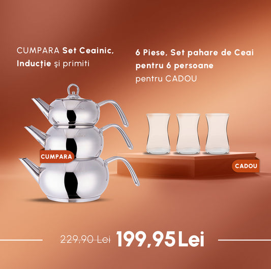 CUMPARA Set Ceainic, Inducție şi primiti 6 Piese, Set pahare de Ceai pentru 6 persoane pentru CADOU